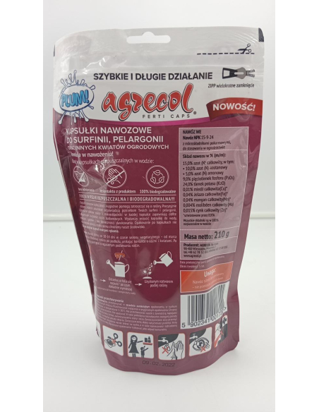 Kapsułki nawozowe do surfinii,pelargonii - AGRECOL 210 g 