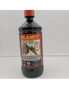 Butelka oleju do lamp i pochodni Flamit o pojemności 1L, z dodatkiem odstraszającym komary.