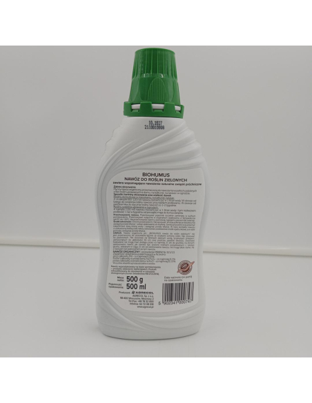 Nawóz do roslin zielonych 'BIOHUMUS 100% EKO' - AGRECOL 0,5l