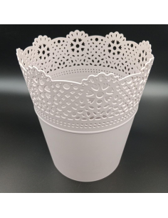 Ażurowa osłonka Lace 16 cm w kolorze mocca z koronkowym wzorem. 2