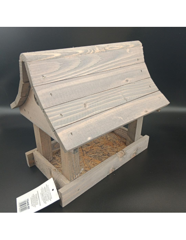 Szary Drewniany Karmnik z Budką Lęgową 2w1 30,5x30x23,5 cm Tin Tours