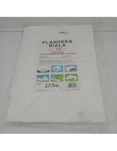 Plandeka 2x3 m biała 70gr/m2 okryciowa