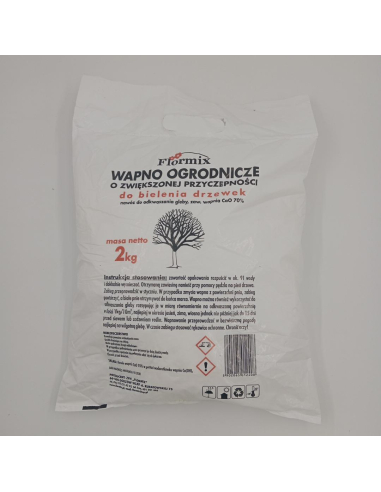 Wapno ogrodnicze o zwiększonej przyczepności do bielenia drzewek - FLORMIX 2kg